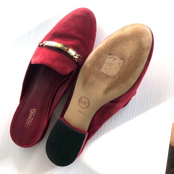 Women Michael Kors suede burgundy flat mules , sz 7,5 in a great used condition - Picture 3 of 7